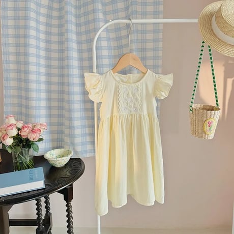 kids 3color パステルショルダーフリルワンピース(4075)