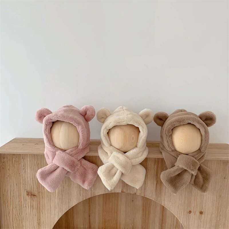 くま耳フェイクファーぬくぬくマフラー帽子(116) | こどもふく🧸mocokids