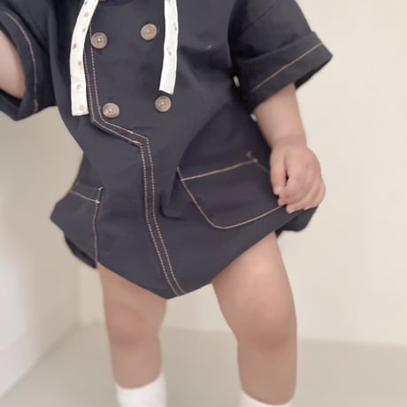 navy blueボタンロンパース(1521)
