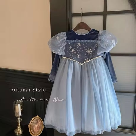kids winter雪の結晶ベロアライトアップドレス(753)