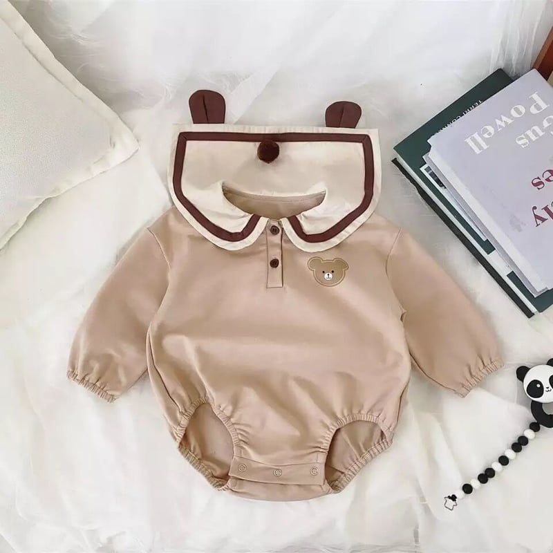 くま耳襟セーラーロンパースorワンピース(2375) | こどもふく🧸mocokids