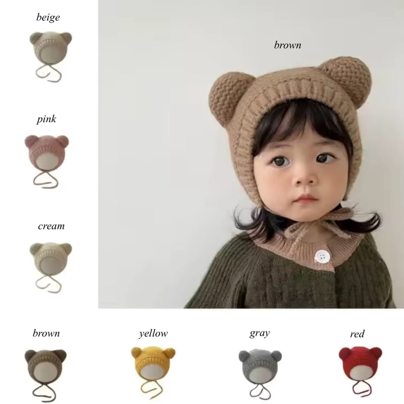 【ハンドメイド】くまさんボンネット ハンドメイド】くまさんボンネット