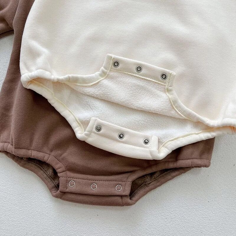 そらまめ☆裏起毛ロンパース 2color 裏起毛くまthreeロンパース(1917) | こどもふく🧸mocokids