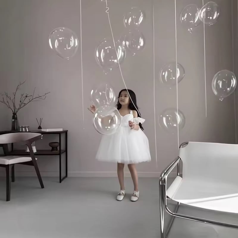 white/blue/pink ラッフルオフショルダーキャミドレス(1026) | こども