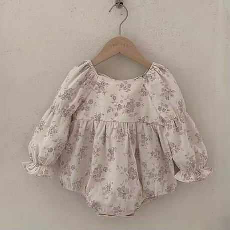 jennybebe 姉妹お揃いヴィンテージフラワーバッグリボンロンパースorワンピース(1014)