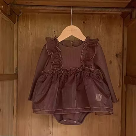 jennybebe chocolateシフォンチュールスカートロンパース(1172)