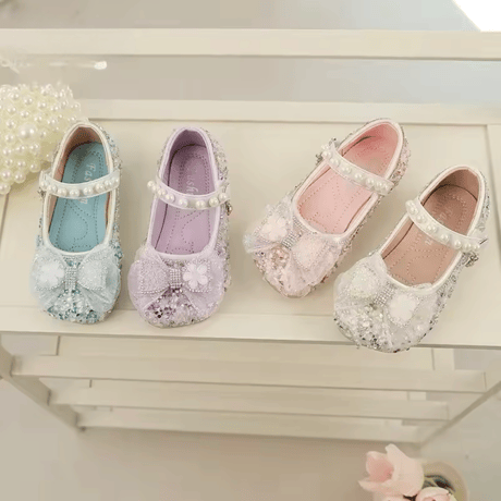 4color パステルスパンコールリボンパンプス(885)