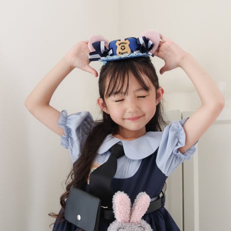 kids  半袖/長袖ネイビーラビットなりきりワンピース(2155)