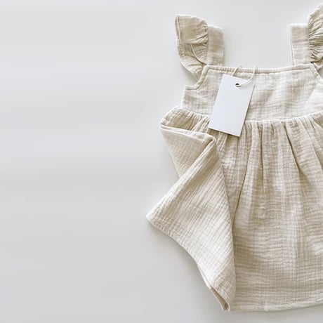 kids linen natural スクエアネックワンピース(4088)