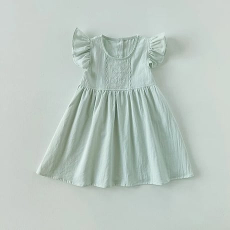 kids 3color パステルショルダーフリルワンピース(4075)