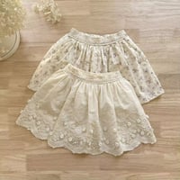 momo kids cotton lace×flowerナチュラルスカート(1004)
