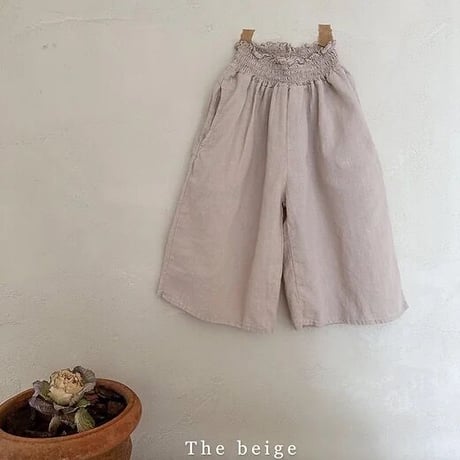 即納【The Beige】linen long skirt pants(2756)