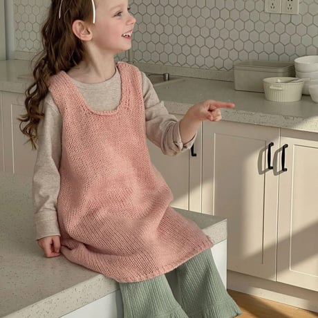 kids Spring pinkニットワンピースコーデ(4039)