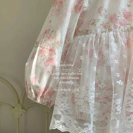 jennybebe Pale roseエプロンレースロンパース(2782)