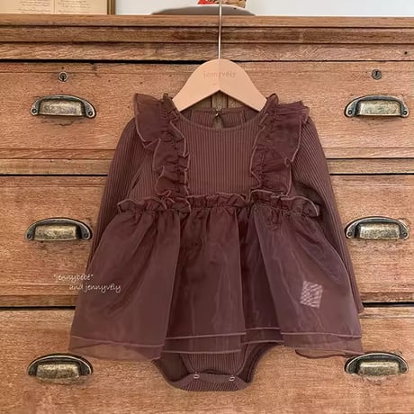 jennybebe chocolateシフォンチュールスカートロンパース(1172)