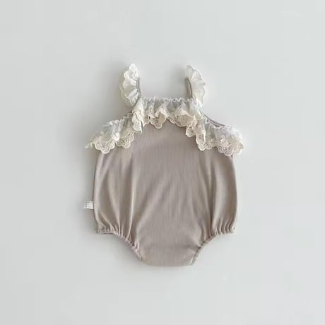 apricot×greige コットンフリルレースキャミロンパース(1107)