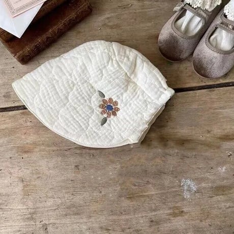姉妹お揃いキルティングアイボリーお花刺繍ロンパースorワンピース(3322)