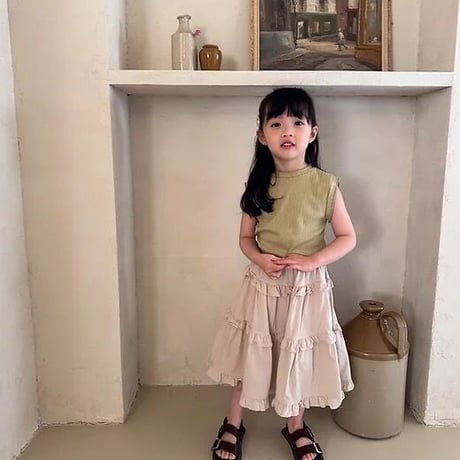 即納【The Beige】ribbed sleeveless T(2762)