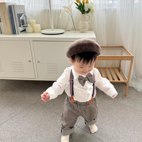 グレンチェックサスペンダー付きシャツフォーマルセット(2075)