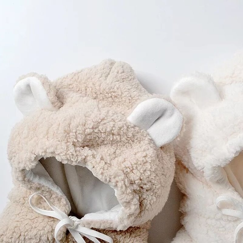 くま耳ボアショートポンチョ(2459) | こどもふく🧸mocokids