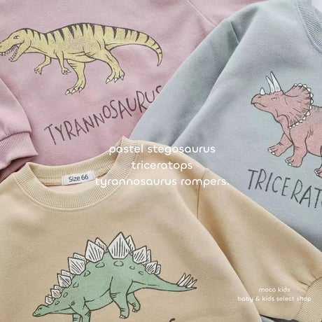 パステルステゴサウルス×トリケラトプス×ティラノサウルスロンパース(2533)