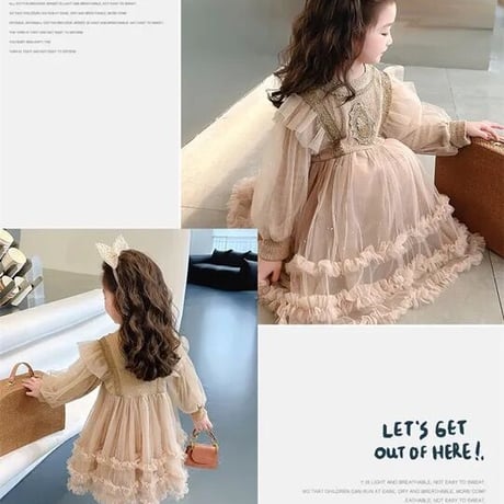 kids luxury long sleeve ラメドレス(3325)