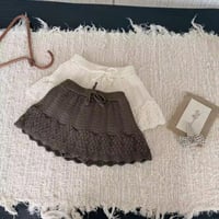 moss green/ivory かぎ針編みニットスカート(1590)