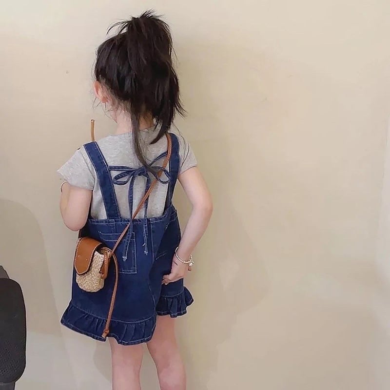 デニムフリルジャンパースカート＆トップスコーデ(2231) | こどもふく