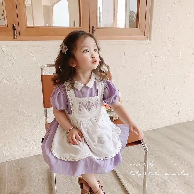 パープル襟付きエプロンワンピース(1763) | こどもふく🧸mocokids
