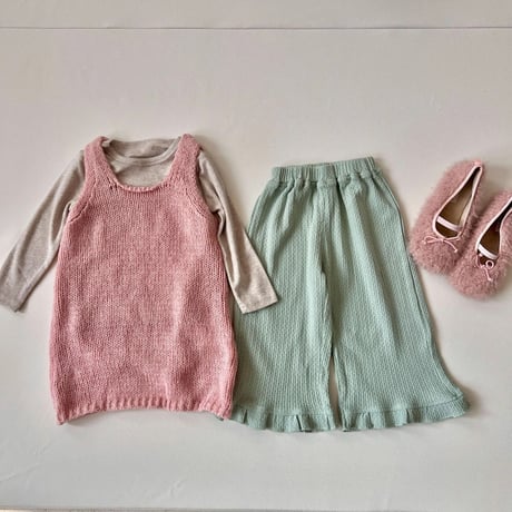 kids Spring pinkニットワンピースコーデ(4039)