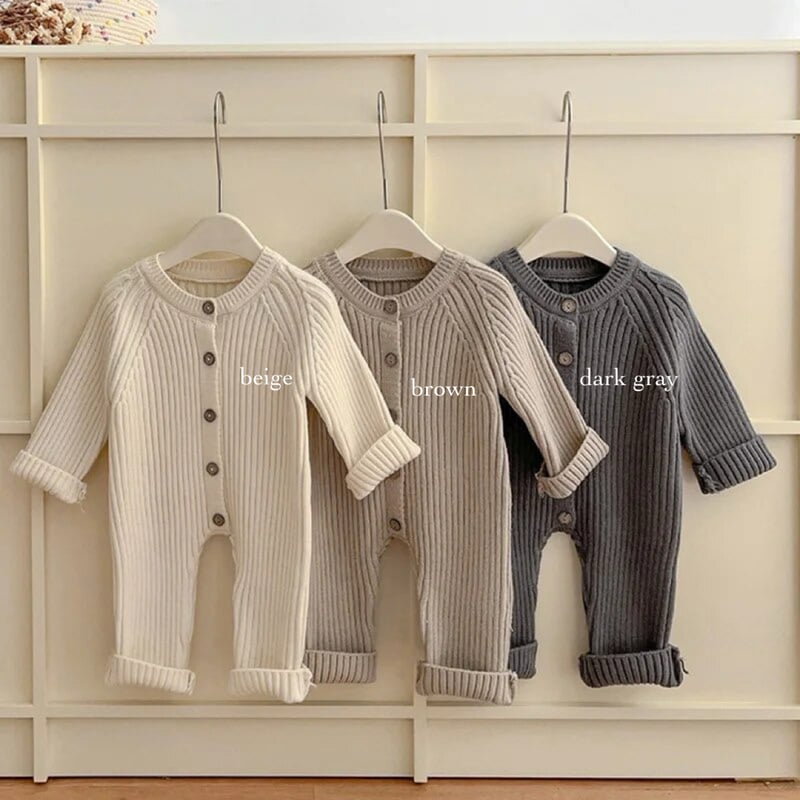 3color リブニットフロントボタンロンパース(3367) | こどもふく 3color リブニットフロントボタンロンパース(3367) | こどもふく