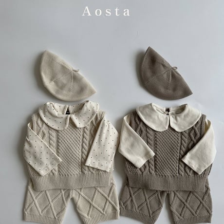 即納【Aosta】knit vest (a18）