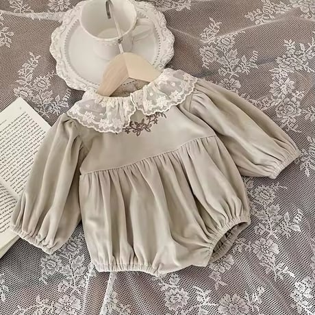 lace collarフランネルロンパース(765)