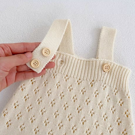 アイボリー刺繍ニットカーディガンorアイレットニットサロペット(2469)