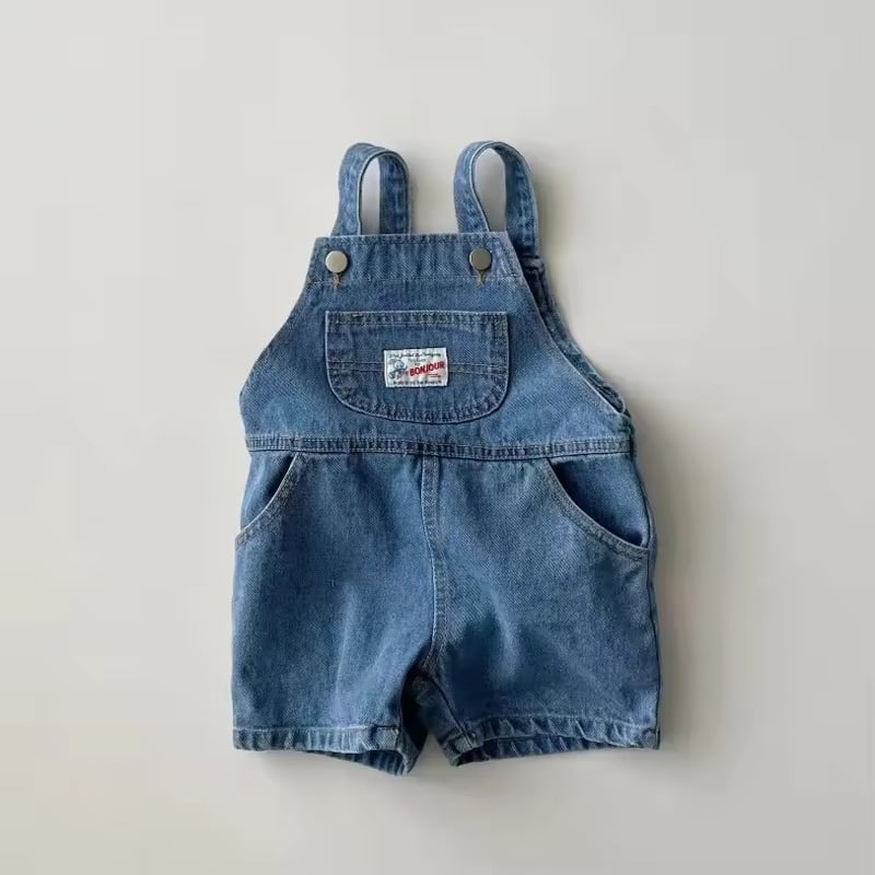 blue/beige フロントタグデニムサロペット(2259) | こどもふく🧸mocokids