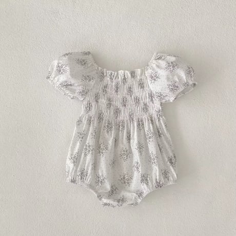姉妹お揃いフラワーソフトカラーシャーリングワンピースorロンパース(1469)
