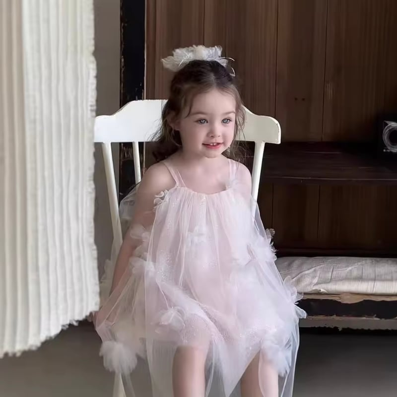 ベビーピンク3Dフラワーキャミドレス(1671) | こどもふく moco kids