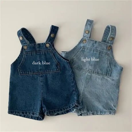 dark blue / light blueハーフパンツデニムサロペット(4152)