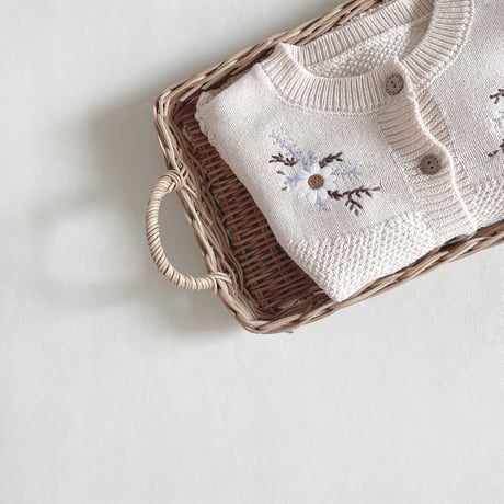 即納あり◆2color フラワー刺繍バルーンスリーブニットカーディガン(2470)