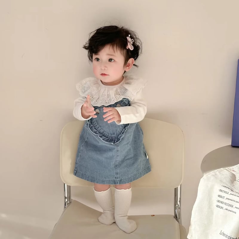 3color ハートデニムジャンパースカート(2676) | こどもふく🧸mocokids