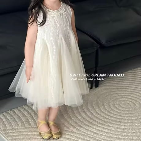 kids frill collar flow A linesドレス(1186)