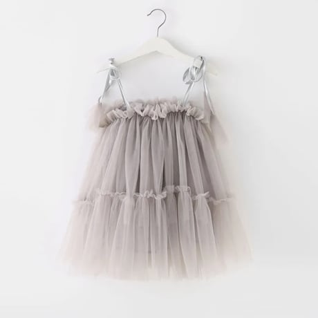 gray/pink ショルダーリボンチュチュドレス(593)