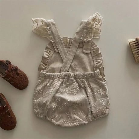 フラワー刺繍aroundフリルロンパース(3103)