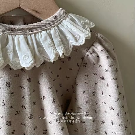 即納あり◆jennybebe 姉妹お揃いコットンフリルレース小花柄トップスorロンパース(743)