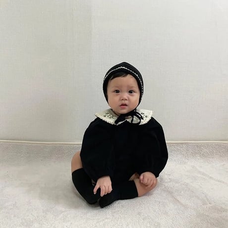 ブラック刺繍ボンネット(2384)