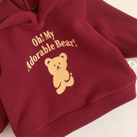 3color ポンポンフード付きぬくぬくAdorable Bearパーカー(2465)