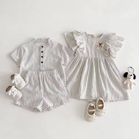 boy&girl ストライプサマーセットアップorワンピース(1313)
