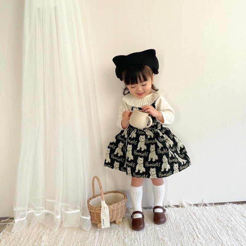 猫ときのこ柄　ジャンパースカート 猫ときのこ柄 ジャンパースカート キノコねこワンピースパーカー・ねこ