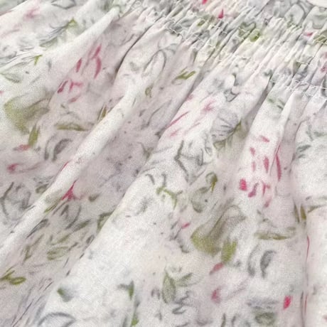 姉妹お揃い水彩フローラルシャーリングロンパースorワンピース(1873)