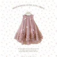 kids pink/white ミニリボンAラインチュチュドレス(826)